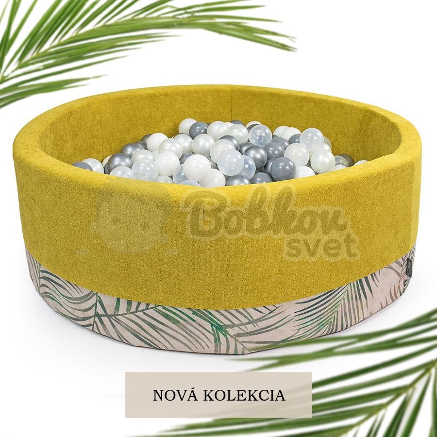 Suchý bazénik pre deti DOUX 90x30 cm s loptičkami 200 ks - žlto medový / PALMY