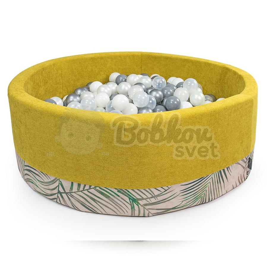Suchý bazénik pre deti DOUX 90x30 cm s loptičkami 200 ks - žlto medový / PALMY