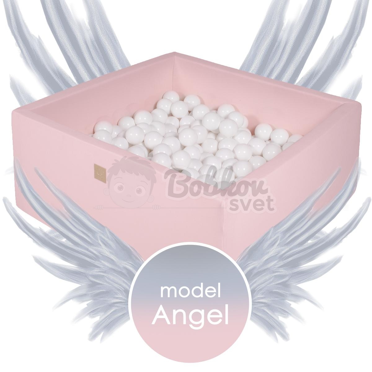 Veľký štvorcový suchý bazénik - model ANGEL s guličkami 400 ks (110x110x40cm)
