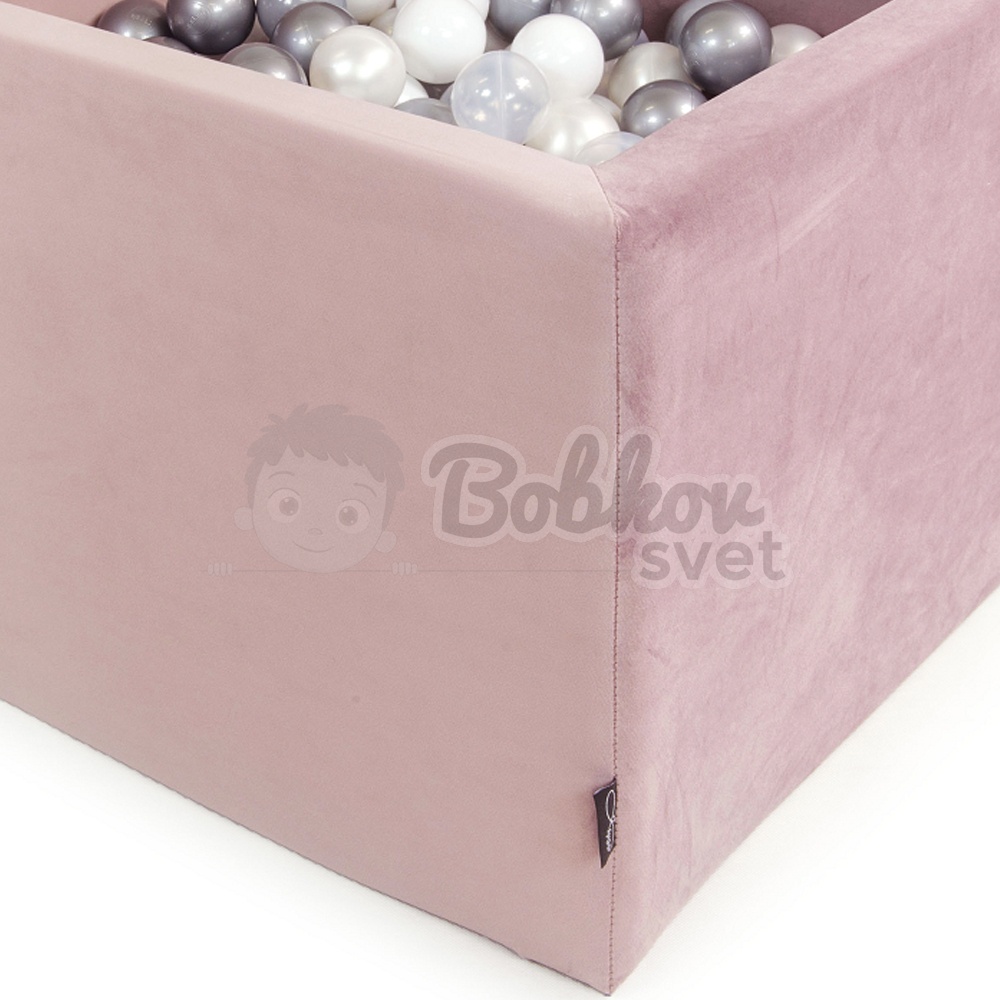 VELVET štvorcový suchý bazénik 90x90 s loptičkami 200 ks - púdrovoružový
