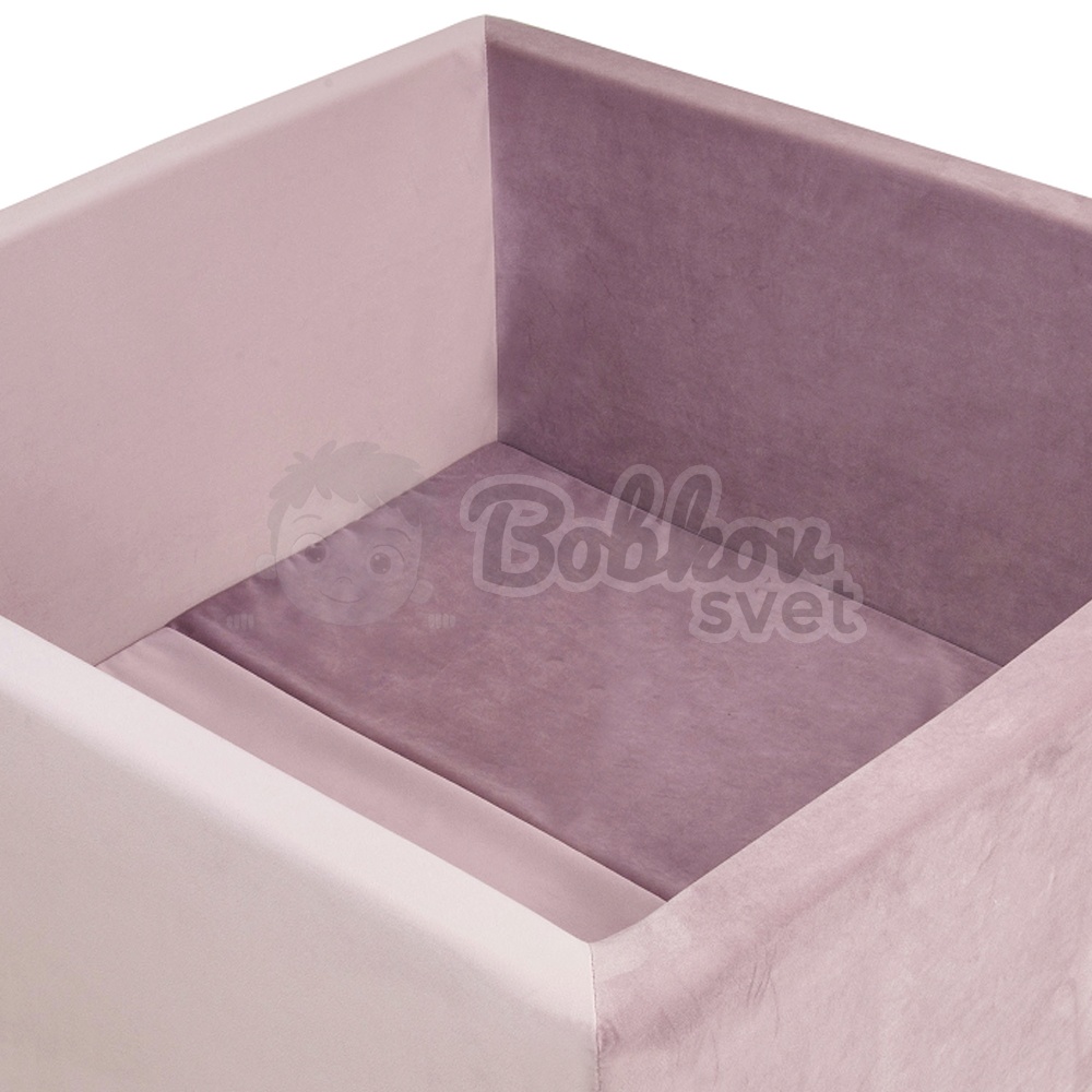 VELVET štvorcový suchý bazénik 90x90 s loptičkami 200 ks - púdrovoružový