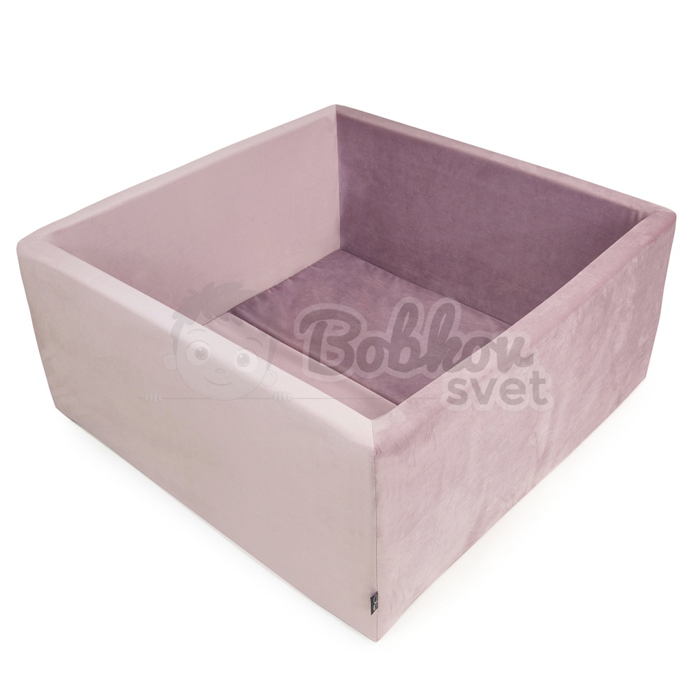 VELVET štvorcový suchý bazénik 90x90 s loptičkami 200 ks - púdrovoružový