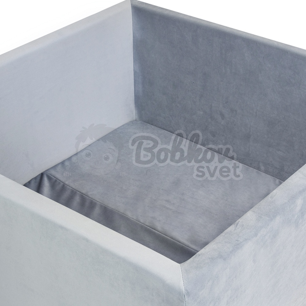 VELVET štvorcový suchý bazénik 90x90 s loptičkami 200 ks - bledosivý