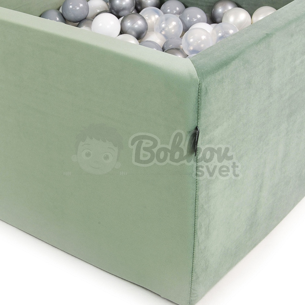 VELVET štvorcový suchý bazénik 90x90 s loptičkami 200 ks - mätový