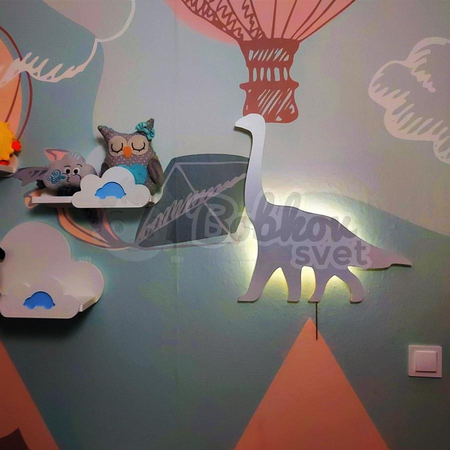 Detské LED svetielko do izby / lampička na stenu - DINO brontosaurus