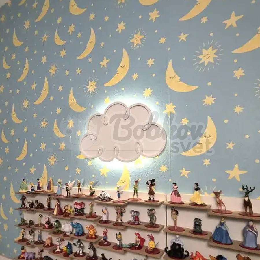 Detské LED svetielko do izby / lampička na stenu - obláčik 3D