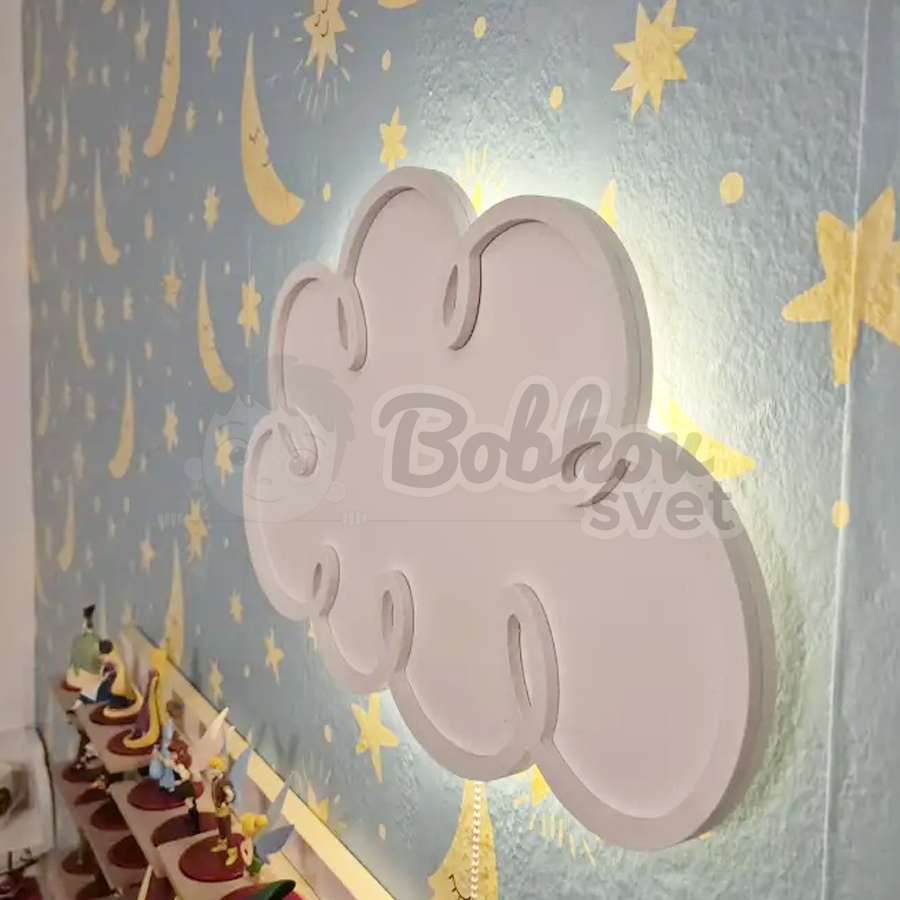 Detské LED svetielko do izby / lampička na stenu - obláčik 3D