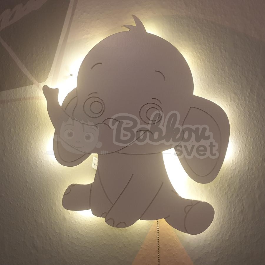 Detské LED svetielko do izby / lampička na stenu - sloník