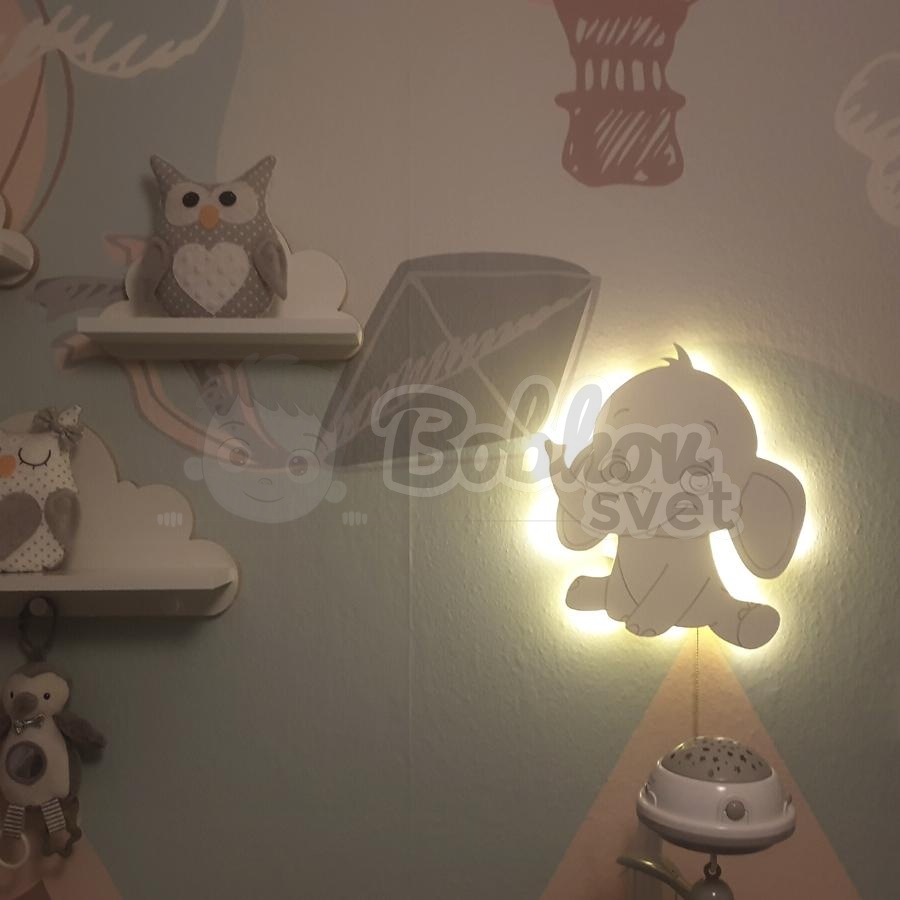 Detské LED svetielko do izby / lampička na stenu - sloník