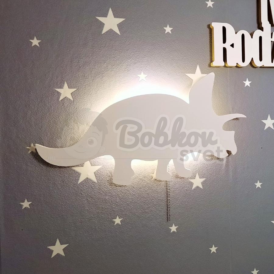 Detské LED svetielko do izby / lampička na stenu - DINO triceratops