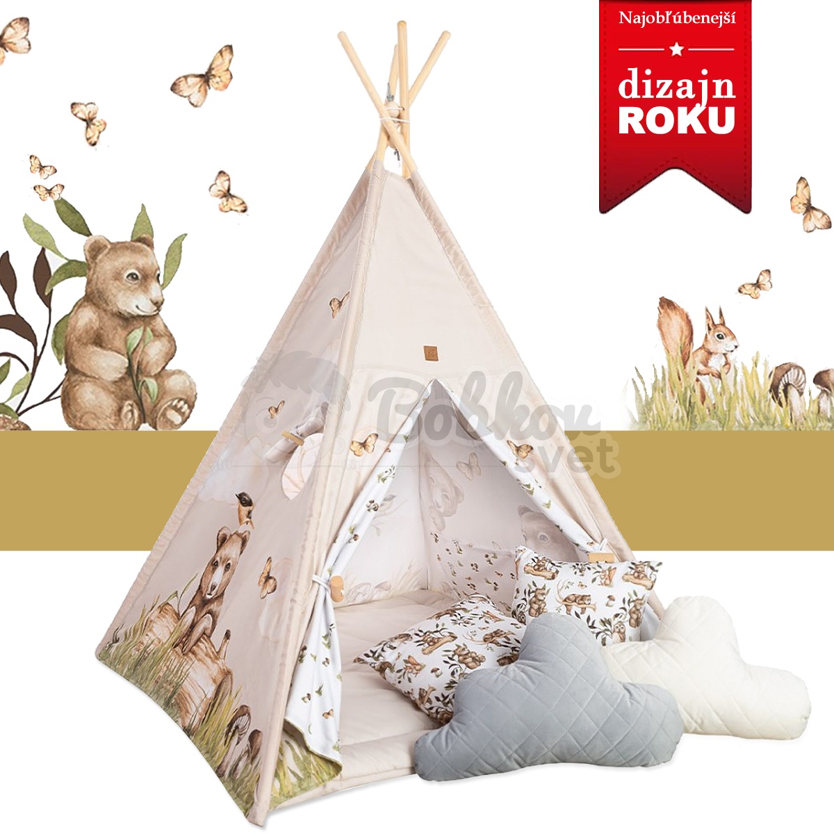 Típí stan pre deti EXCLUSIVE set - HAPPY BEAR / medveď