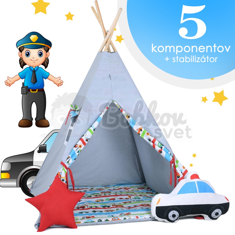 Teepee stan pre deti set 5 komponentov - AUTOVÁ RALLY