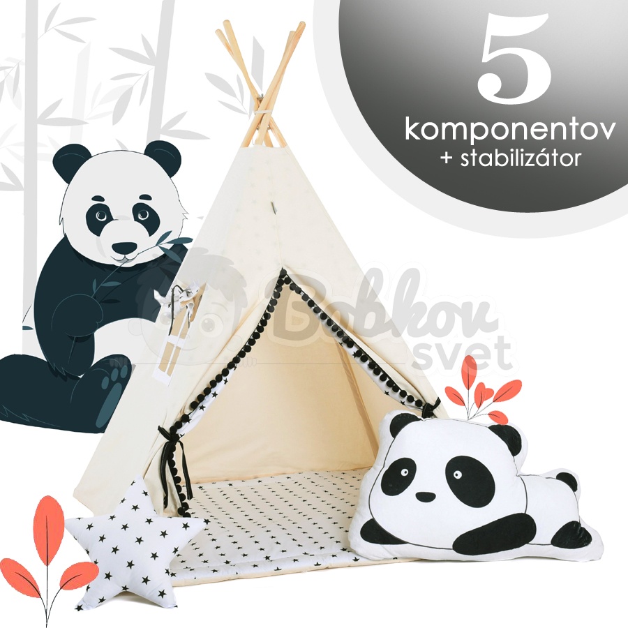 Teepee stan pre deti set 5 komponentov - GRAFITOVÁ elegancia