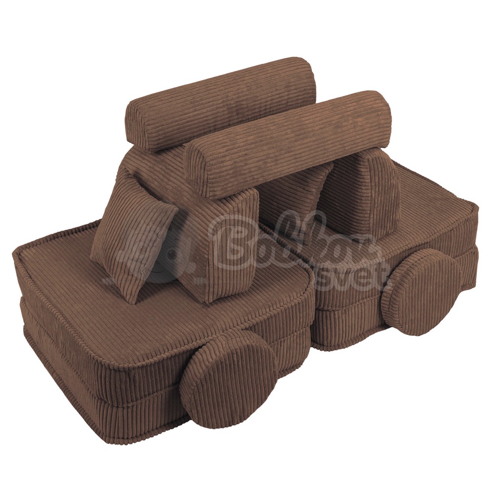 Variabilná pohovka / bunker - SOFA PLUS Corduroy Estetic - BROWN 120 cm