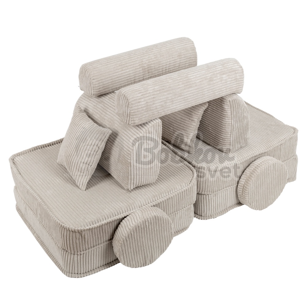 Variabilná pohovka / bunker - SOFA PLUS Corduroy Estetic - ECRU 120 cm