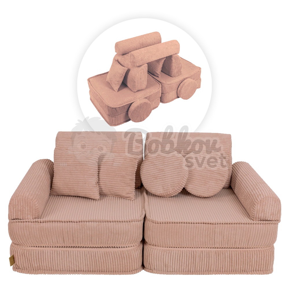 Variabilná pohovka / bunker - SOFA PLUS Corduroy Estetic - PINK 120 cm