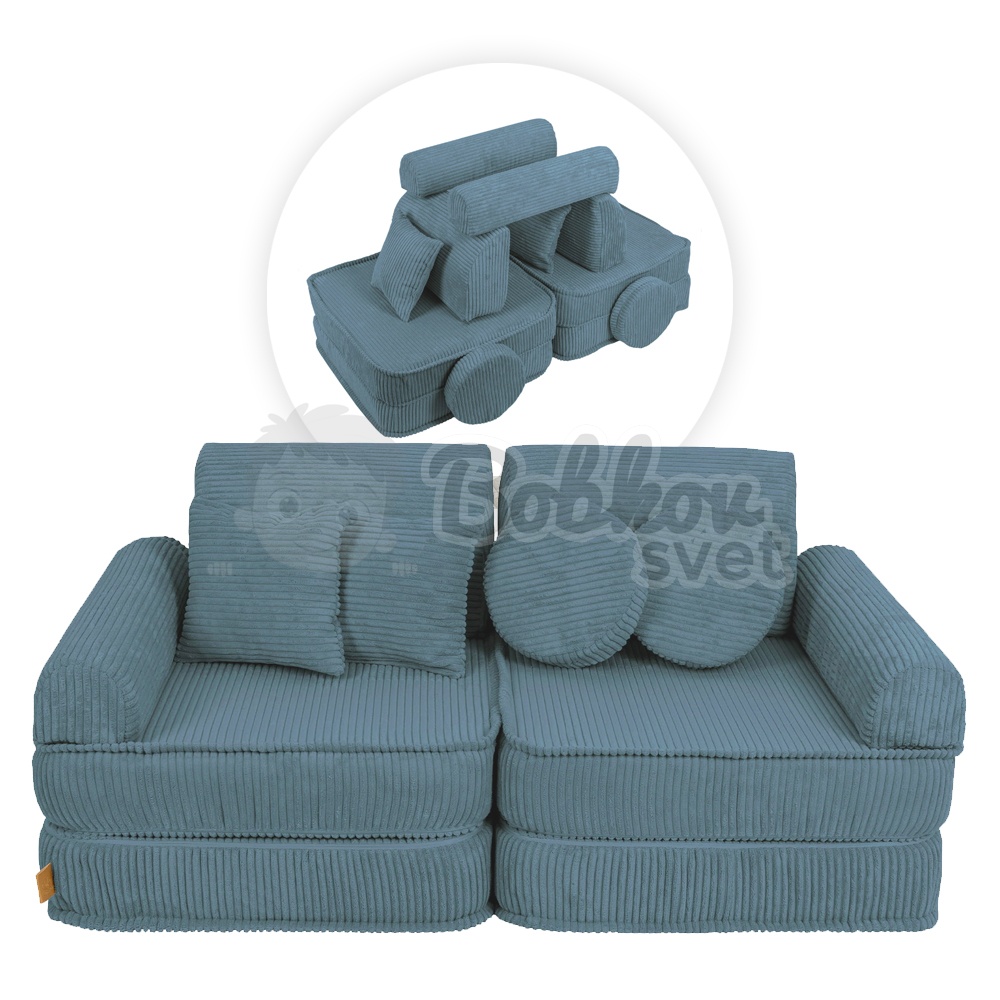 Variabilná pohovka / bunker - SOFA PLUS Corduroy Estetic - TYRKYS 120 cm