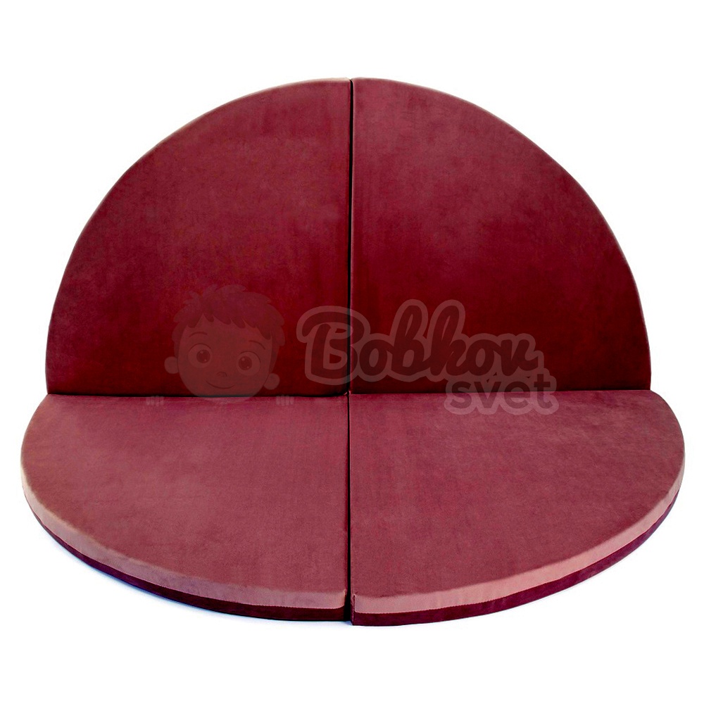 Skladacia hracia podložka Ø 130 cm BOHO ŠTÝL VELVET - bordová
