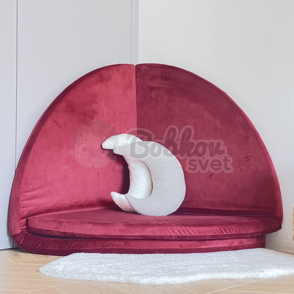 Skladacia hracia podložka Ø 130 cm BOHO ŠTÝL VELVET - bordová