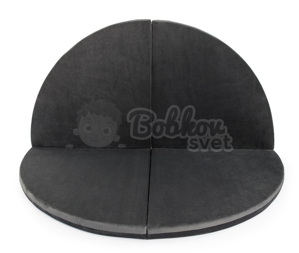 Skladacia hracia podložka Ø 130 cm BOHO ŠTÝL VELVET - grafitová