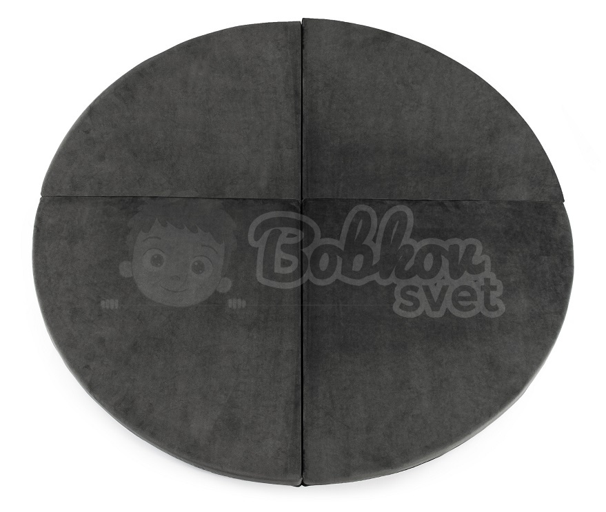 Skladacia hracia podložka Ø 130 cm BOHO ŠTÝL VELVET - grafitová