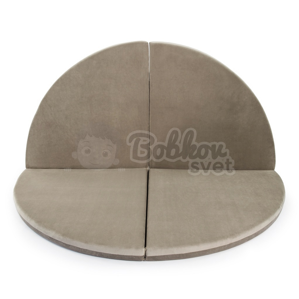 Skladacia hracia podložka Ø 130 cm BOHO ŠTÝL VELVET - béžová