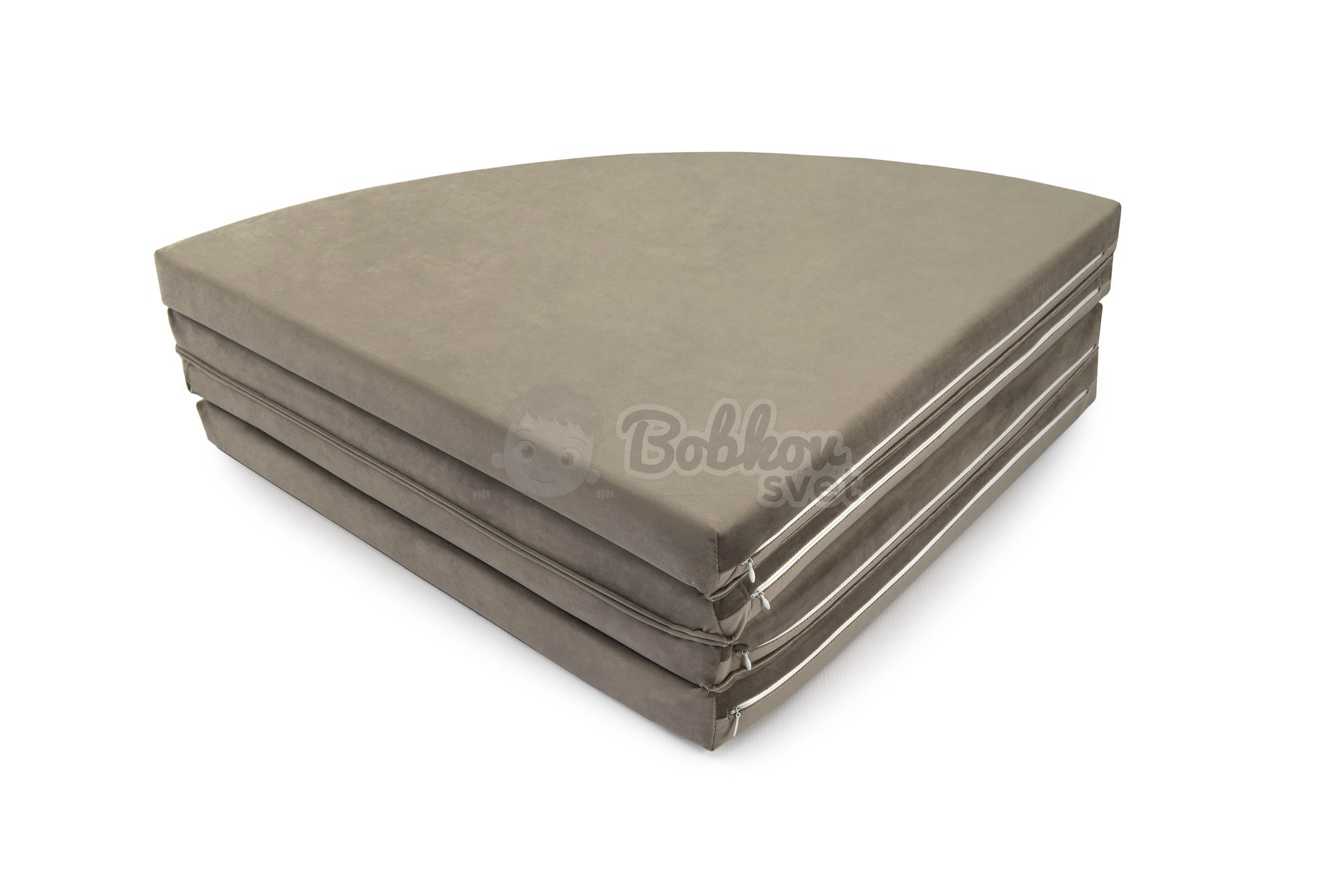 Skladacia hracia podložka Ø 130 cm BOHO ŠTÝL VELVET - béžová