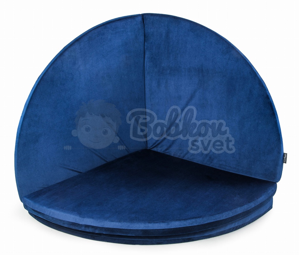 Skladacia hracia podložka Ø 130 cm BOHO ŠTÝL VELVET - kráľovská modrá
