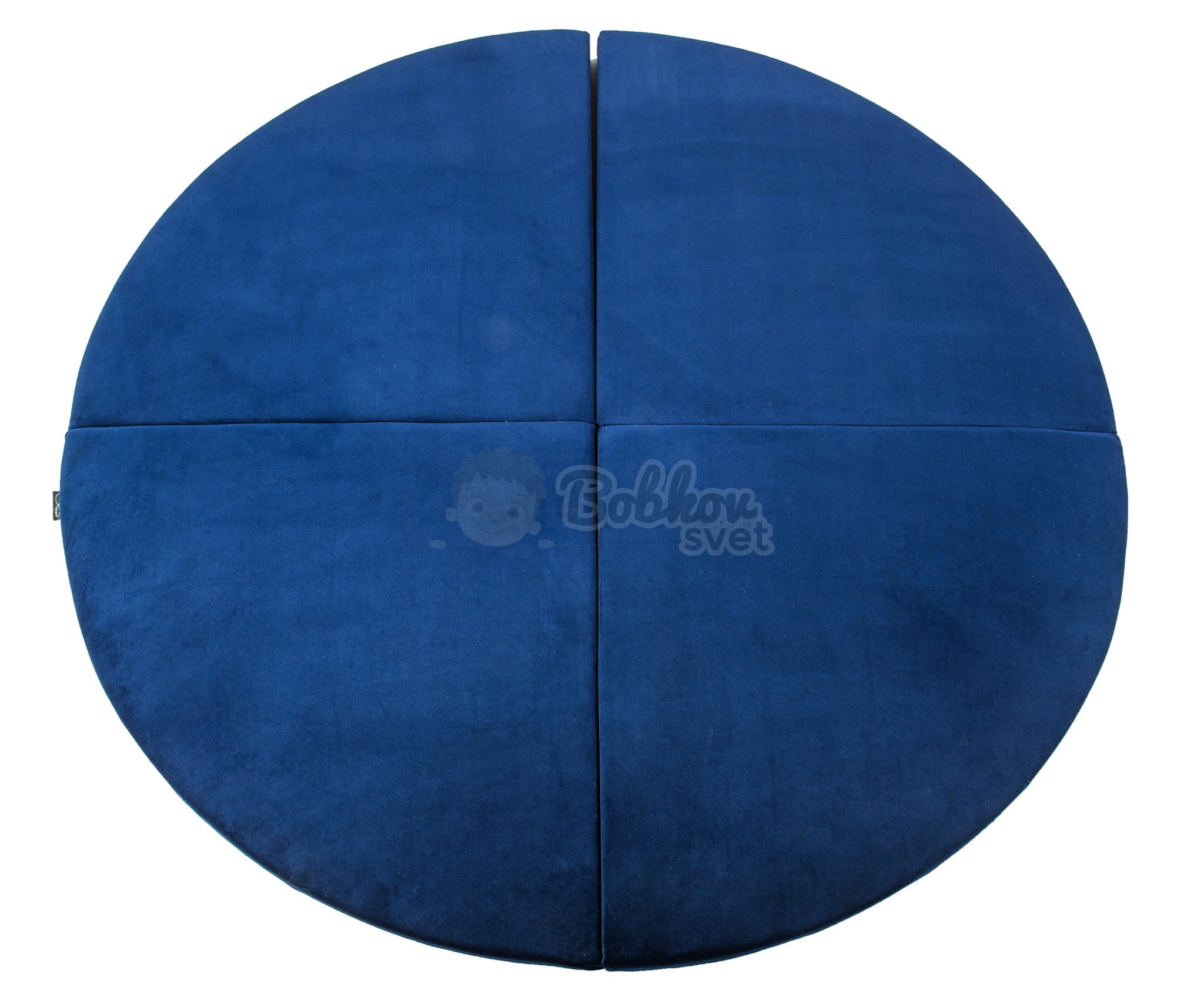 Skladacia hracia podložka Ø 130 cm BOHO ŠTÝL VELVET - kráľovská modrá