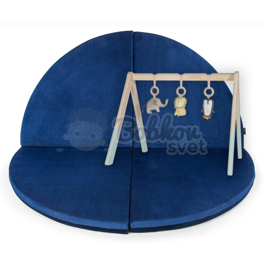 Skladacia hracia podložka Ø 130 cm BOHO ŠTÝL VELVET - kráľovská modrá