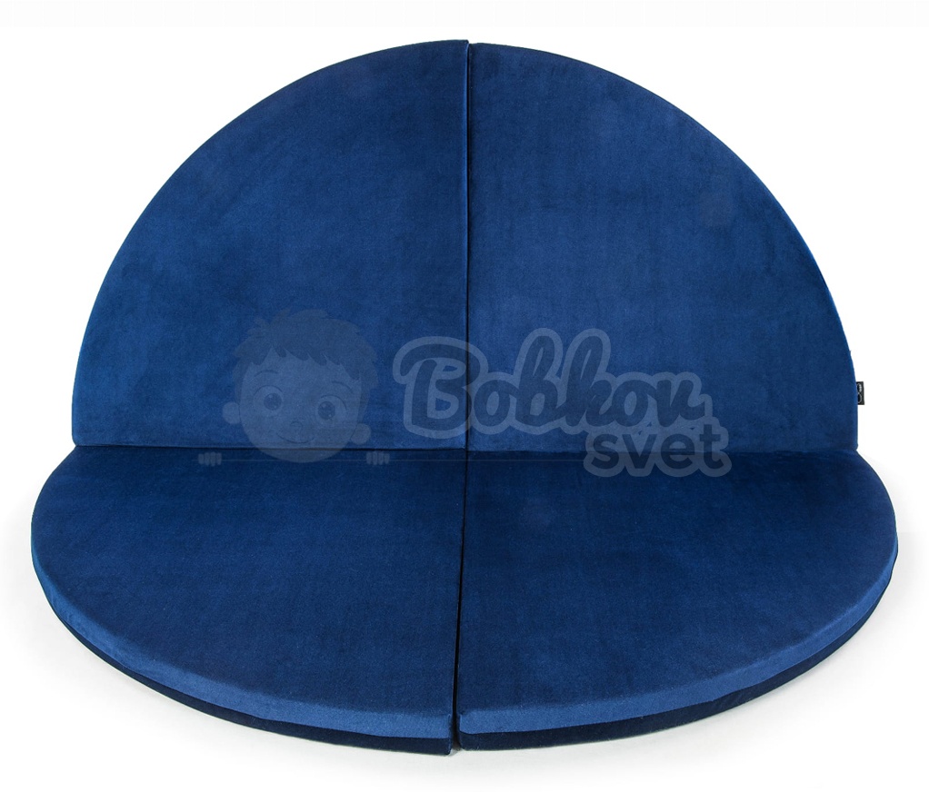 Skladacia hracia podložka Ø 130 cm BOHO ŠTÝL VELVET - kráľovská modrá