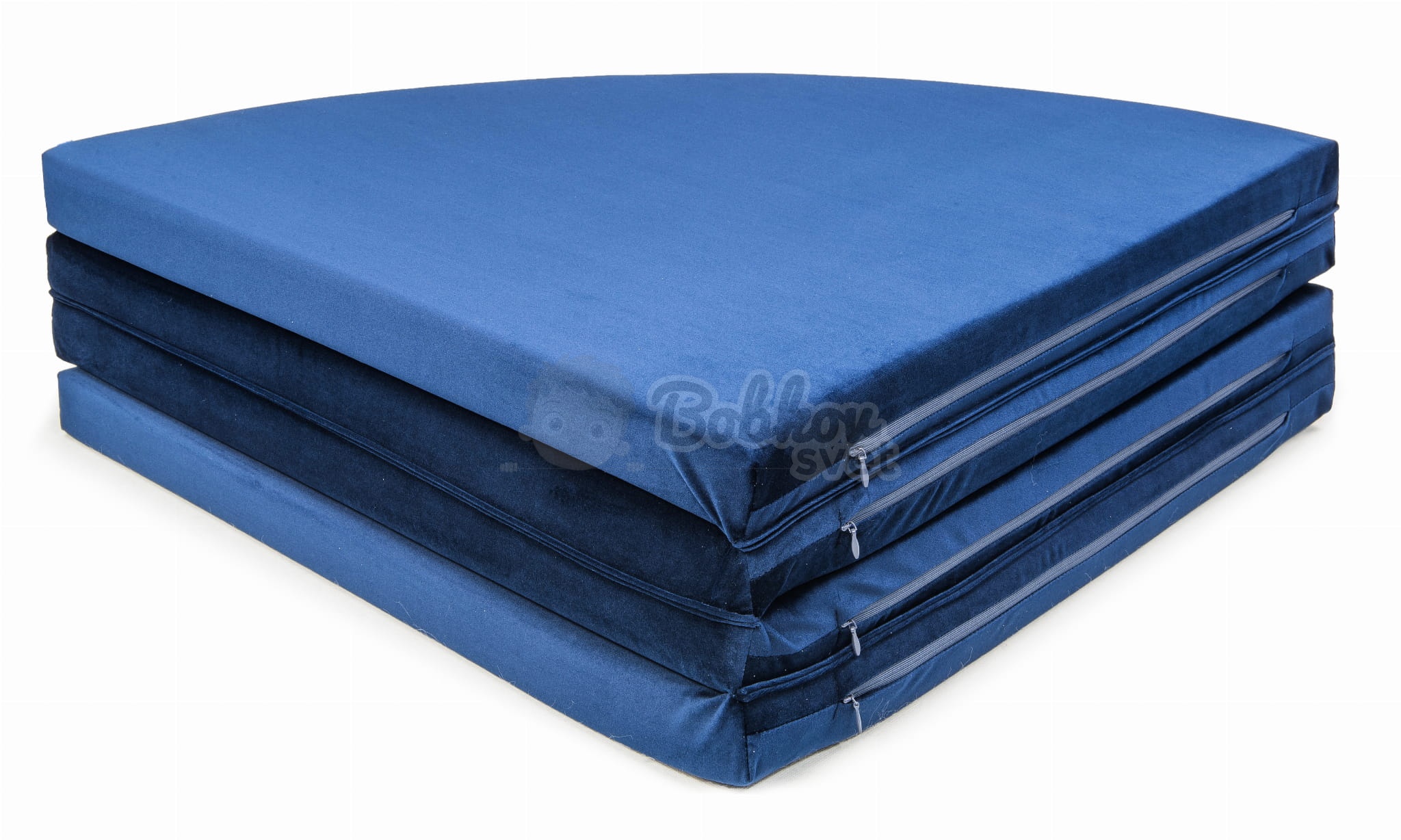 Skladacia hracia podložka Ø 130 cm BOHO ŠTÝL VELVET - kráľovská modrá