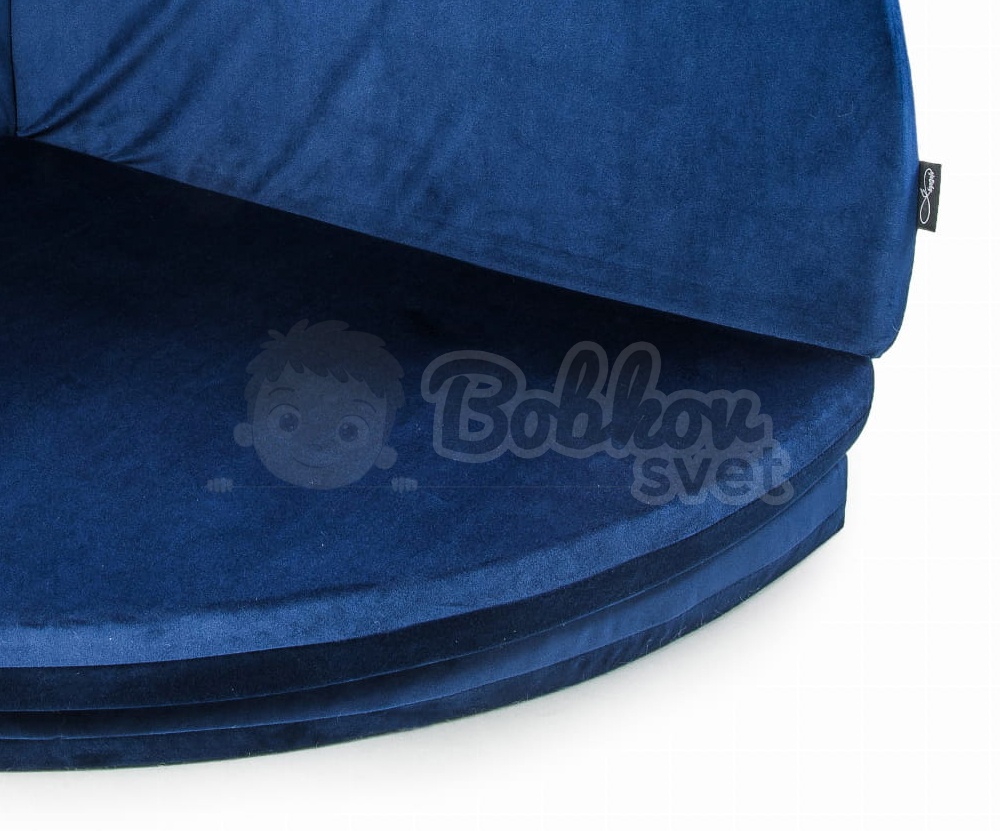 Skladacia hracia podložka Ø 130 cm BOHO ŠTÝL VELVET - kráľovská modrá