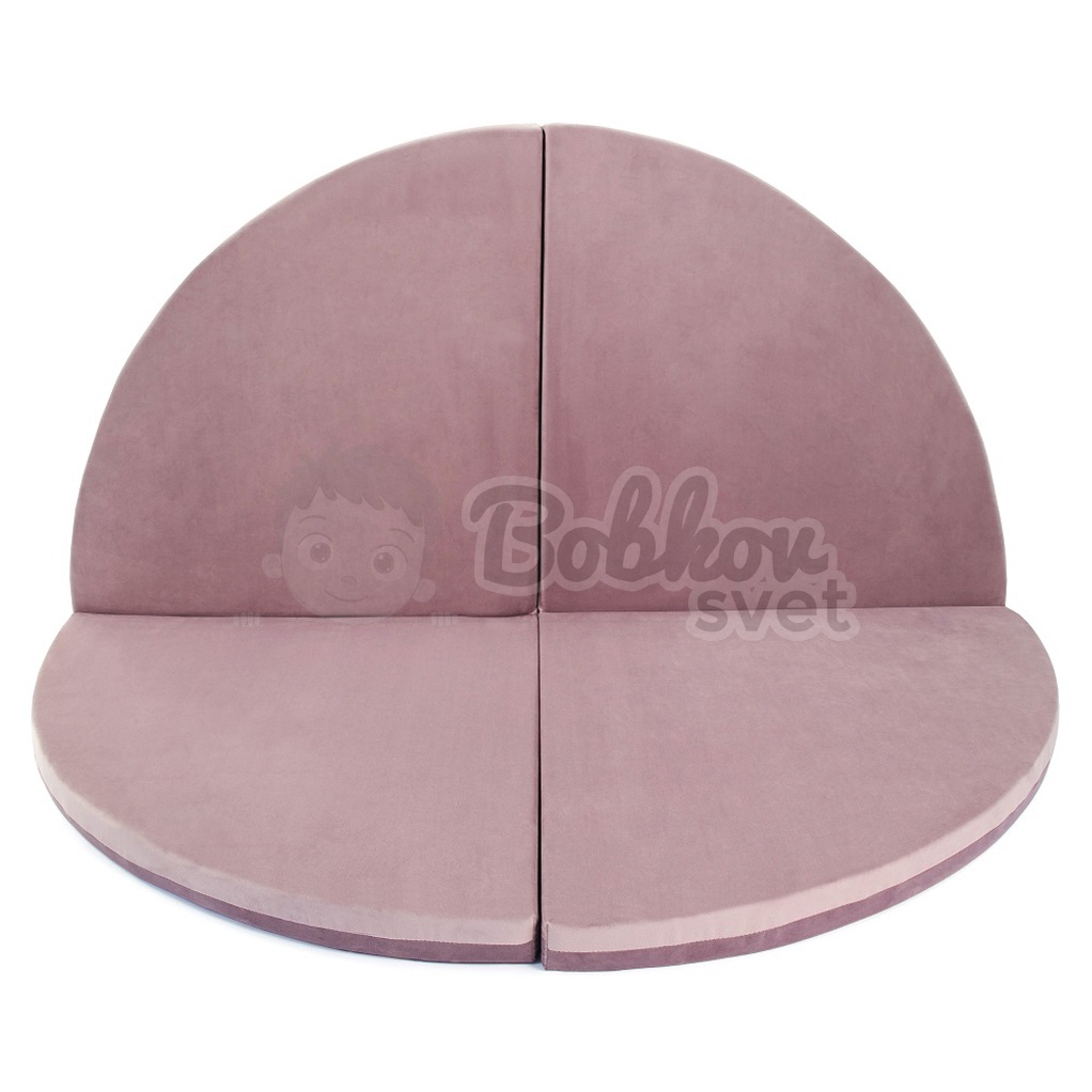Skladacia hracia podložka Ø 130 cm BOHO ŠTÝL VELVET - púdrovo ružová