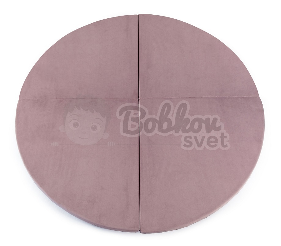 Skladacia hracia podložka Ø 130 cm BOHO ŠTÝL VELVET - púdrovo ružová