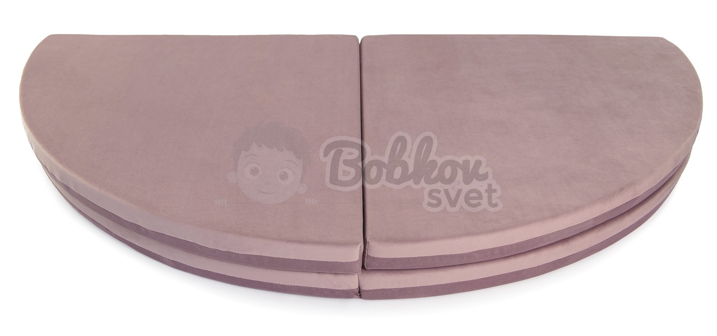 Skladacia hracia podložka Ø 130 cm BOHO ŠTÝL VELVET - púdrovo ružová