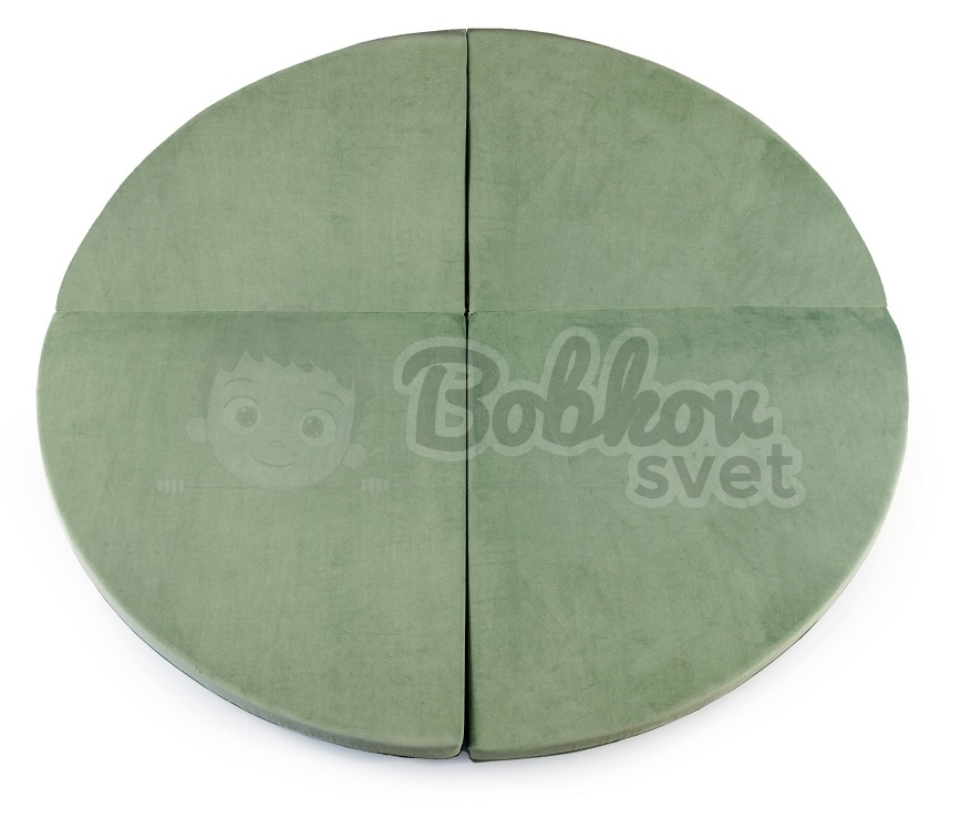 Skladacia hracia podložka Ø 130 cm BOHO ŠTÝL VELVET - tmavá mäta