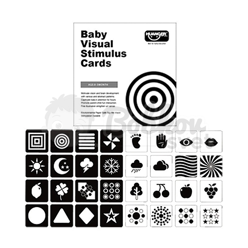 SADA - kontrastné čiernobiele kartičky pre bábätká (0-3 mesiace) 16 ks