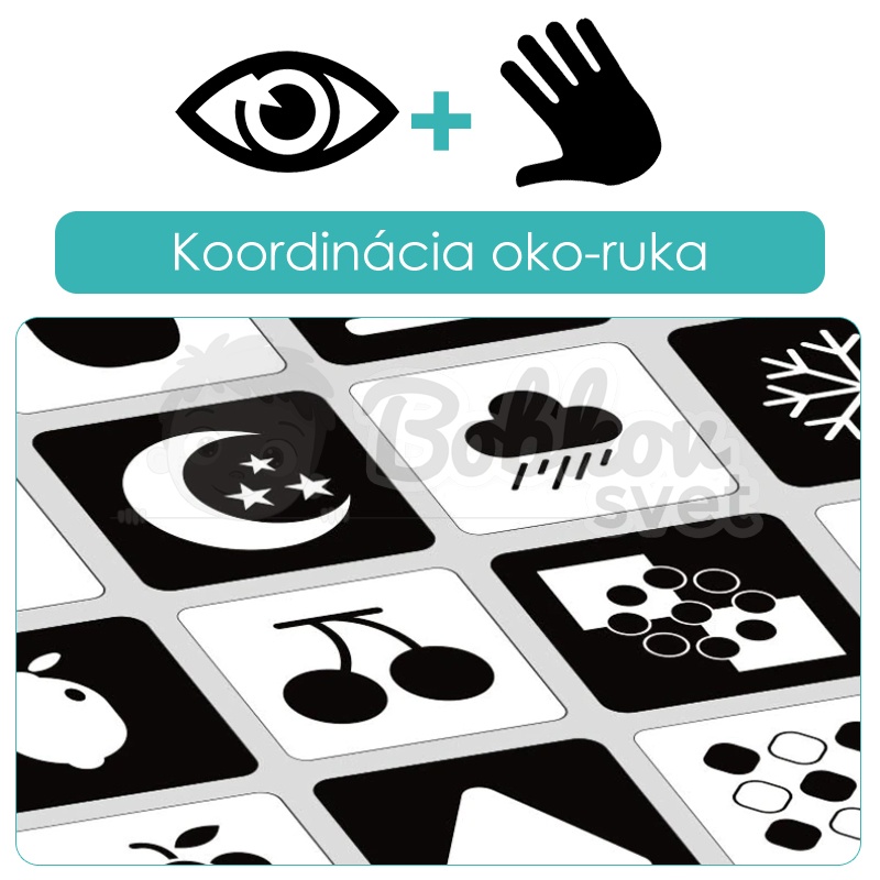 SADA - kontrastné čiernobiele kartičky pre bábätká (0-3 mesiace) 16 ks
