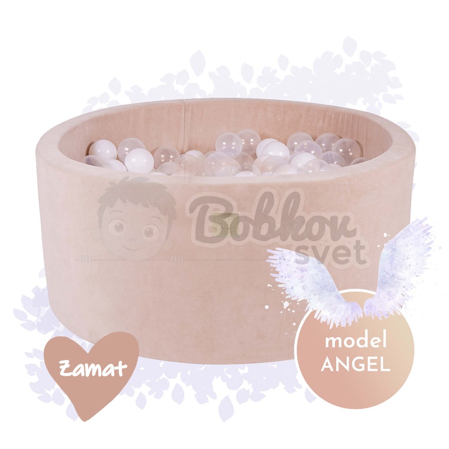 Detský suchý bazén EXCLUSIVE MeowBaby® ZAMAT model Angel s guličkami 250 ks (90x40cm)
